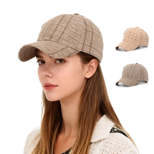 Plaid Baseball Cap Vintage British Style Sun Protection Adjustable Metal Buckle Breathable Outdoor Casual Hat Unisex