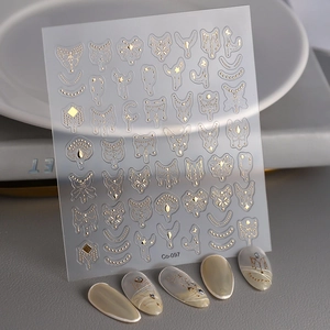 5D Embossed Nail Stickers Gold Minimalist Geometric Lines Starry Bohemian Style Waterproof Self Adhesive DIY Manicure