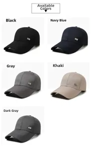 Detailed grid of baseball caps showing twill fabric textures and metal logo accents