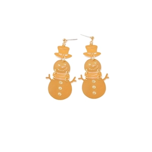 Minimalist gold snowman hollow earrings for women, stylish holiday party jewelry gift