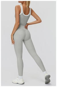 Detail view of high-waist yoga pants with seamless lifting and tummy control design