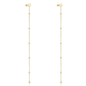 Detailed view of S925 silver C-shaped chain earrings with dangling opal stones
