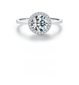 Detail of S925 sterling silver ring showing the halo setting and hallmark engraving