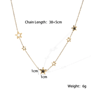 Detailed 18K gold plated necklace specifications showing 38+5cm chain length and 6g weight