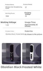 Detail view of portable cordless hair straightener brush with LCD temperature display