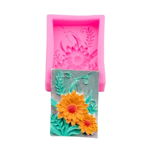 Pink sunflower relief silicone mold for DIY handmade soap and scented candles