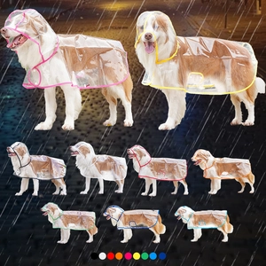 Dog Raincoat Transparent Waterproof EVA Hooded Pet Rain Poncho With Colorful Edging For Medium Large Dogs Outdoor Rainwear