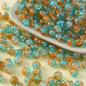 Blue and gold cracked glass 10mm beads for DIY jewelry making and handmade accessories