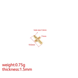 Detailed size chart for golden hollow cross pendant with 19.5mm by 11mm dimensions