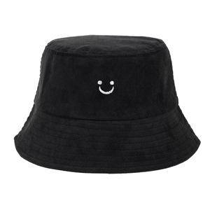 Chapeau Bob En Velours Côtelé Femmes Hommes Brodé Visage Souriant Chaud Épais Pliable Extérieur Décontracté Chapeau De Pêcheur