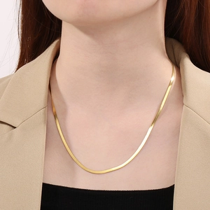 Elegant gold snake chain necklace for men and women, polished stainless steel blade link jewelry