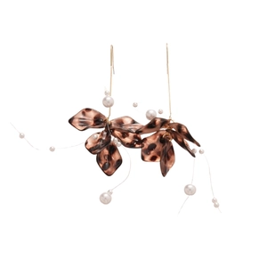 Vintage leopard acrylic flower petal earrings with pearl tassels and artistic hooks