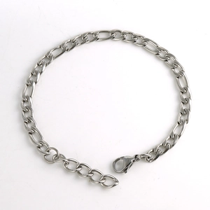Bracciale Catena Figaro Acciaio Inossidabile Hip Hop Punk Retrò Gioielli Per Uomini Donne Con Chiusura A Moschettone Estensione Regolabile