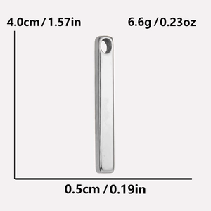 Detailed dimension guide for 304 stainless steel minimalist bar pendant with weight info