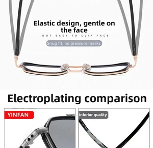Detail showing flexible hinges and premium electroplated finish on sunglasses