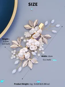 Size chart showing height 6.2cm and width 13cm for the handmade floral bridal hair clip