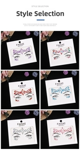 Six sets of colorful facial rhinestone stickers for forehead and eye makeup decoration