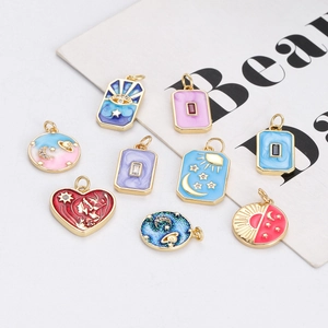 Star and moon enamel heart pendants in vibrant colors for jewelry making accessories