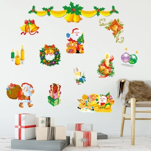 Christmas Wall Stickers PVC Waterproof Santa Claus Reindeer Decals Holiday Window Glass Decoration Festive Home Ornament