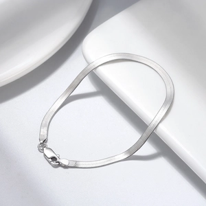Minimalist 925 sterling silver 3mm flat blade snake bone chain bracelet for women