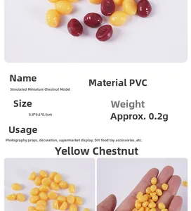 Detailed view of 0.8cm miniature PVC chestnuts for DIY crafts and micro scenery