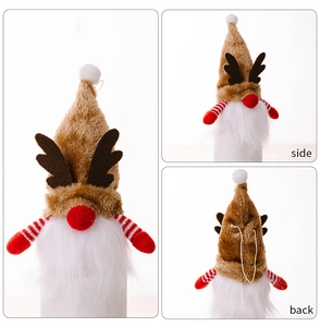 Vues de profil et de dos d'un gnome de Noël Rudolph lumineux avec des bois marron
