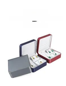 Detail view of multi-color brushed PU leather jewelry set boxes with interior layout