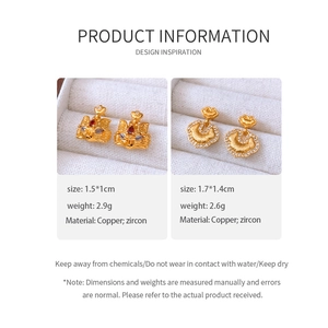 Detailed product size and material specifications for fox and ruyi lock stud earrings