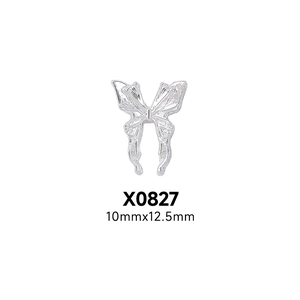 Silver punk butterfly nail charm model X0827 showing 10mmx12.5mm size details
