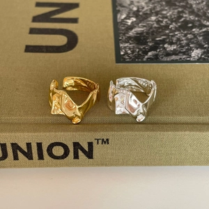 Irregular textured 925 sterling silver open rings in gold and silver finishes