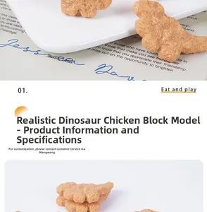 Gros plan de modèles réalistes de nuggets de poulet dinosaures avec texture frite