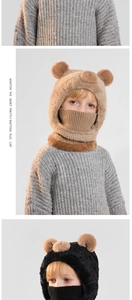 Detailed view of the soft faux fur texture and cute bear ears on the winter hood hat