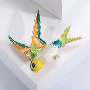Exquisite colorful swallow enamel brooch in gold plating for both men and women