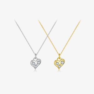 925 Sterling Silver Heart Pendant Necklace Minimalist Rhinestone Inlaid Clavicle Chain Fashion Jewelry For Women Everyday Wear
