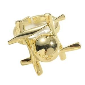 Minimalist adjustable golden ring featuring a unique mechanical ball and wing design detail