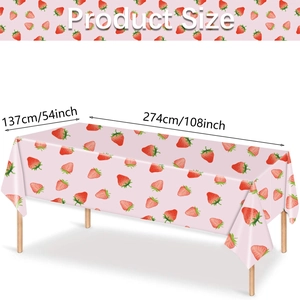 Pink strawberry party tablecloth product size dimensions 137x274cm for birthday decoration