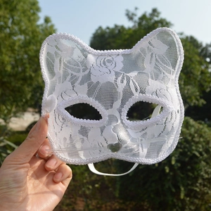 Sexy Lace Cat Mask PVC Masquerade Half Face Eye Cover For Halloween Costume Party Mystery Ball Accessory