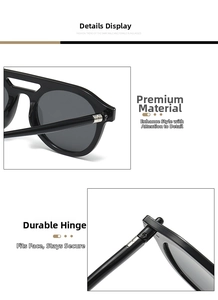 Detail view of glossy black frames with reinforced metal hinges on fashion sunglasses