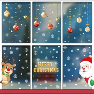 Weihnachtsfensteraufkleber mit Weihnachtsmann, Rentier und Schneeflocken für Dekoration