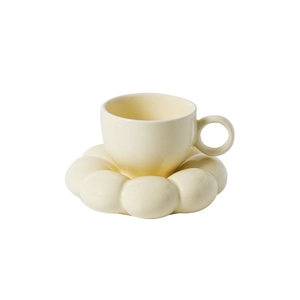 Nordic ins style macaron sunflower ceramic coffee cup and saucer set in cream yellow