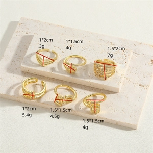 Set of six minimalist 14K gold-plated star rings with zircon stones in various chic designs
