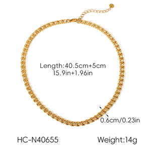 Spécifications de taille pour un collier à maille gourmette en acier doré 18 carats