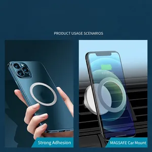 Universal magnetic metal ring sticker for MagSafe car mount and wireless charging use