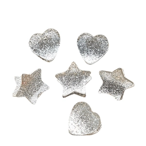 Sparkling silver glitter heart and star hair clips set for a sweet girl style accessory