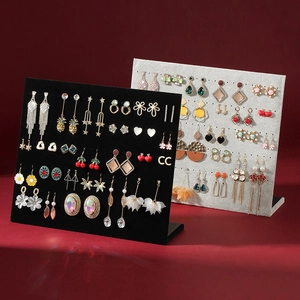 Earring Display Stand Velvet L Shaped Jewelry Organizer Stud Holder Rack For Desktop Showcase Storage