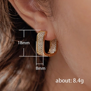 Micro-pave zircon gold huggie earrings for women, 18mm luxury sparkling hoop design