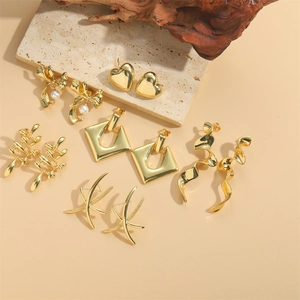 Trendy Copper Earrings With Faux Artificial Pearl Heart Butterfly Geometric Vintage Elegant Fashion Jewelry For Women