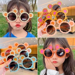 Cute cartoon bear ear sunglasses for kids with colorful frames for girls and boys