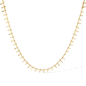 Bohemian gold stainless steel fringe necklace with dangling spike bar pendants for beach