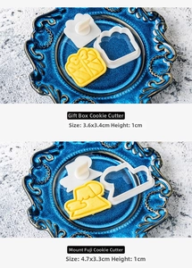 Detailed gift box and Mount Fuji cookie cutters with clear embossed textures